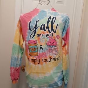 Simply Southern Long Sleeve Tie dye Peanut Butter and Jellyfish, Size S